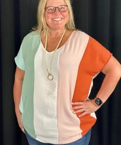 Ruby Stone Boutique Color Block V-Neck Top