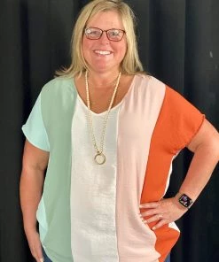 Ruby Stone Boutique Color Block V-Neck Top