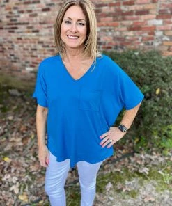 Entro Blue V-Neck Tee TOPS