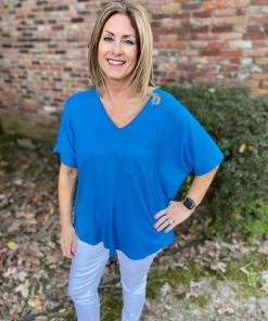 Entro Blue V-Neck Tee TOPS