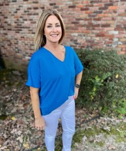 Entro Blue V-Neck Tee TOPS