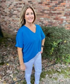 Entro Blue V-Neck Tee TOPS