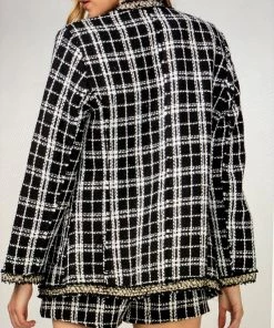 Entro Gold Trim Tweed Blazer OUTERWEAR