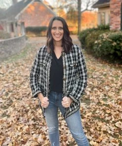 Entro Gold Trim Tweed Blazer OUTERWEAR