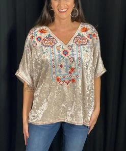 Andree By Unit Embroidered Velvet Tunic