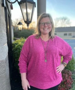 Zenana TOPS Mélange V-Neck Sweater