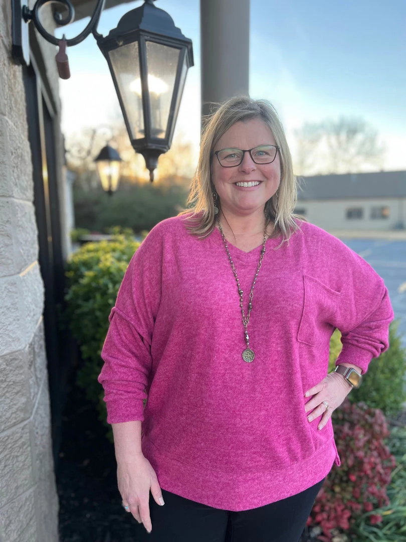 Zenana TOPS Mélange V-Neck Sweater