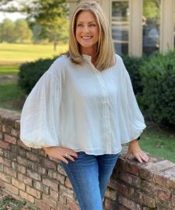 Fate Puff Sleeve Button Down Top TOPS