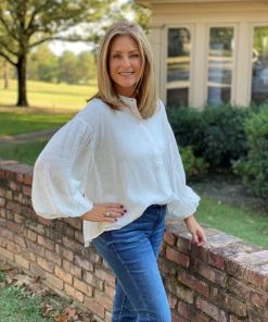 Fate Puff Sleeve Button Down Top TOPS