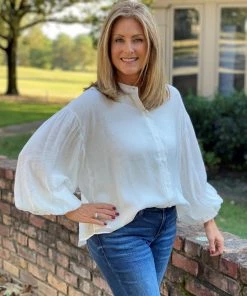 Fate Puff Sleeve Button Down Top TOPS