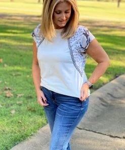 EPretty TOPS Mixed Print Braided Tee