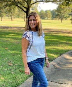 EPretty TOPS Mixed Print Braided Tee