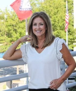 Rubystoneboutique TOPS Black & White Ruffle Sleeve Top