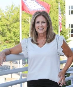 Rubystoneboutique TOPS Black & White Ruffle Sleeve Top