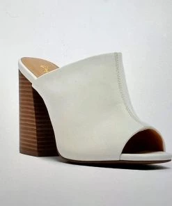 Qupid Ivory Block Slides