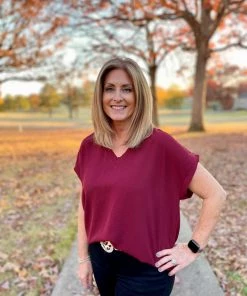 Jodifl TOPS Wine V-Neck Top