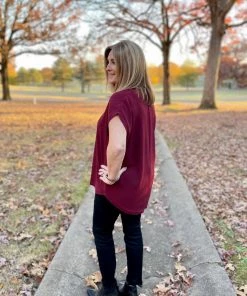 Jodifl TOPS Wine V-Neck Top