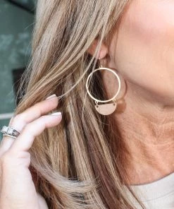 What's Hot Gold Circle Wooden Crescent Earrings ACCESSORIES