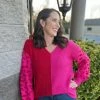 Jodifl Red And Pink V-Neck Sweater