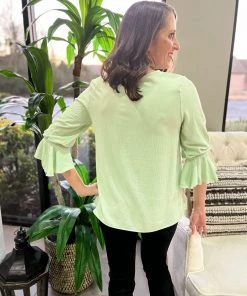 Ruby Stone Boutique Mint Tie Sleeve Top TOPS