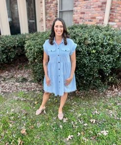 Umgee Light Denim Dress DRESSES