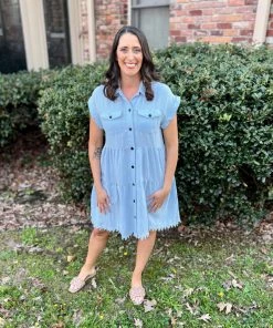 Umgee Light Denim Dress DRESSES