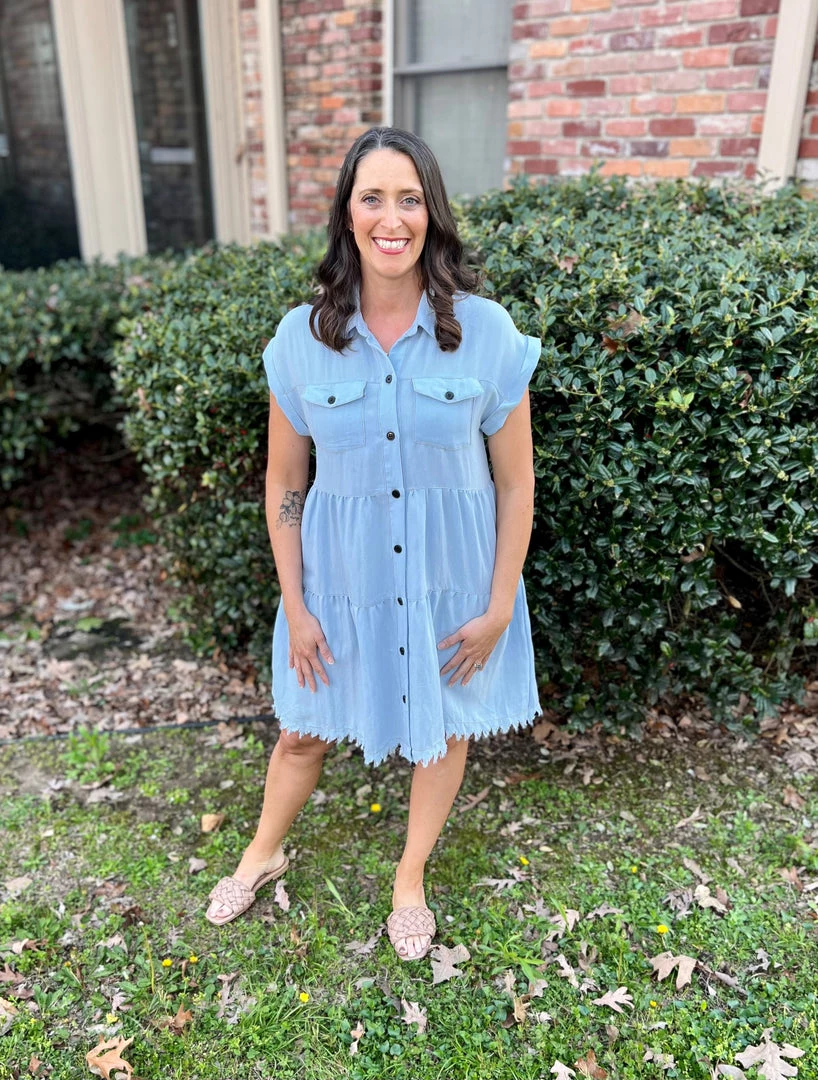 Umgee Light Denim Dress DRESSES