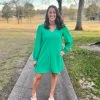 Jodifl Green V-Neck Dress DRESSES
