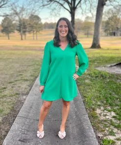 Jodifl Green V-Neck Dress DRESSES