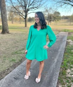 Jodifl Green V-Neck Dress DRESSES