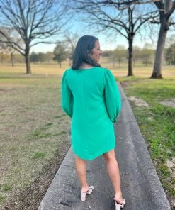 Jodifl Green V-Neck Dress DRESSES