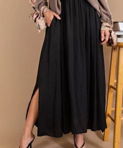 Kori America Black A-Line Flowy Skirt