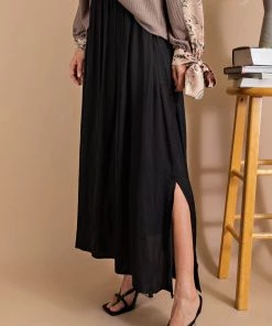 Kori America Black A-Line Flowy Skirt