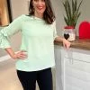 Ruby Stone Boutique Mint Tie Sleeve Top TOPS