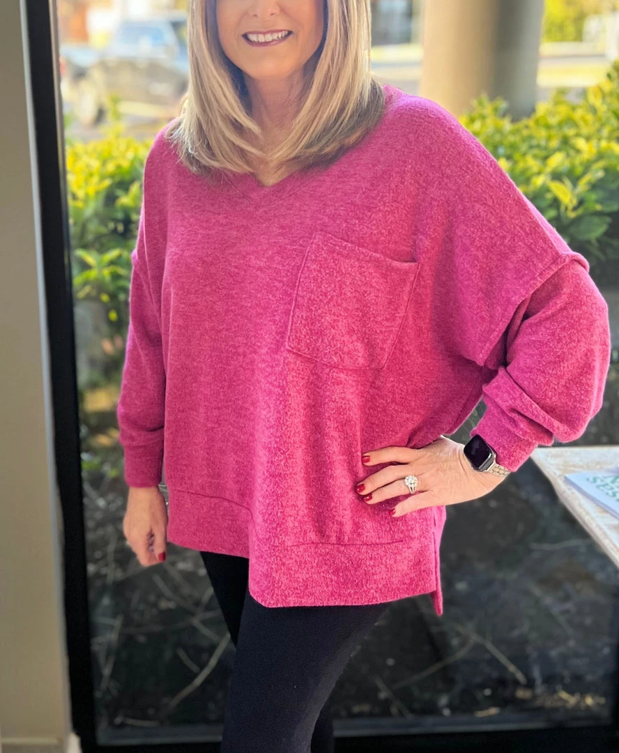 Zenana TOPS Mélange V-Neck Sweater