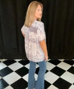 Jodifl TOPS Patchwork V-Neck Top