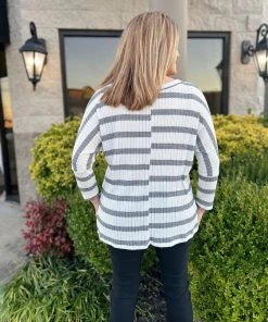 Ruby Stone Boutique Stripe V-Neck Top