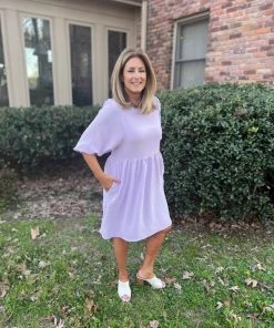 2Hearts Lilac Dress 3/4 SLEEVE