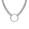 Art Box Ring Pendant Chain Necklace - Silver