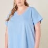 Sugarlips TOPS Baby Blue V-Neck Tee