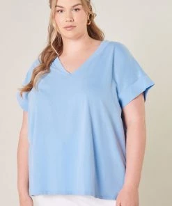 Sugarlips TOPS Baby Blue V-Neck Tee