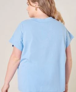 Sugarlips TOPS Baby Blue V-Neck Tee
