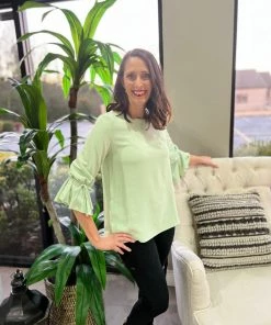 Ruby Stone Boutique Mint Tie Sleeve Top TOPS