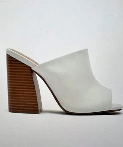 Qupid Ivory Block Slides