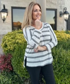 Ruby Stone Boutique Stripe V-Neck Top